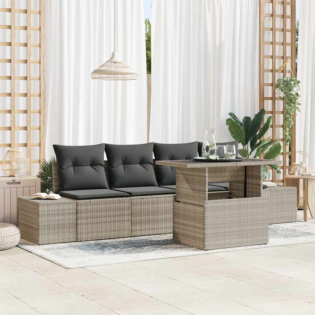 Garten-Sofa-Set 5 pcs Hellgrau und Dunkelgrau 100 x 55 x 73 cm